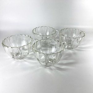 Vtg Hazelware Edgewood Coffee Tea Cup Clear Crystal Glass Replacement Lot of 4